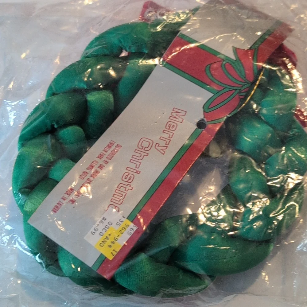 80s 90s Vintage Satin‎ Floral Braided Christmas Holiday Wreath Decor NIP
